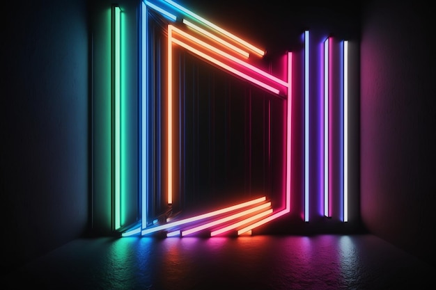 A neon frame with a rectangle in the middle.