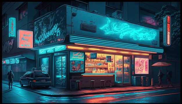 Neon futuristic city