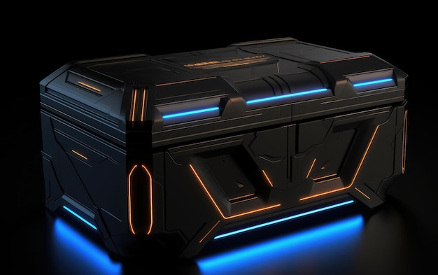 Неоновая футуристическая иллюстрация лоточного ящика сокровищ для Game Desgin