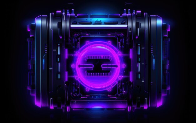 Photo neon futuristic loot crate treasure chest vector illustration for game desgin