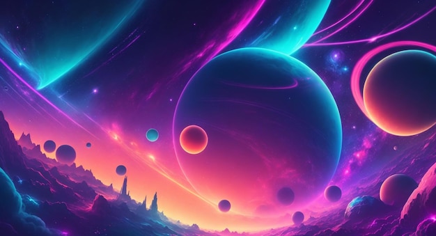 Photo neon galaxy cosmic scene wallpaper