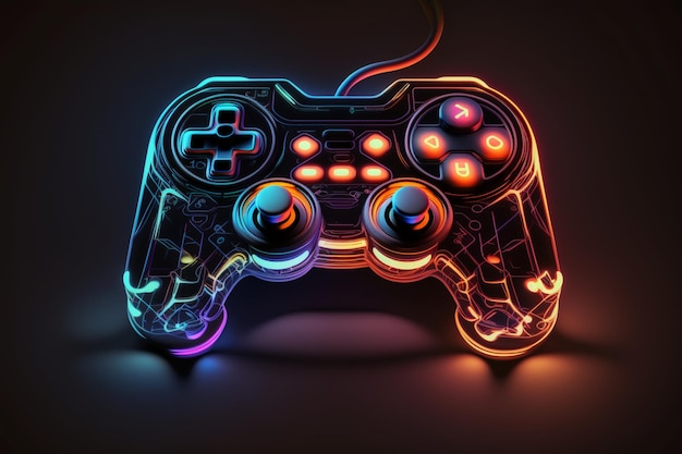 neon gamercontroller, AI gegenereerd