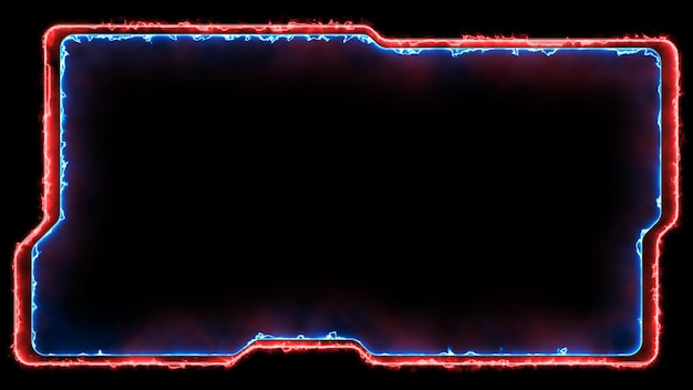 Foto effetto di cornice di gioco al neon forma quadrata luminosa con sfondo nero a loop