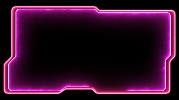 Neon gaming frame effect glowing square shape looping black background