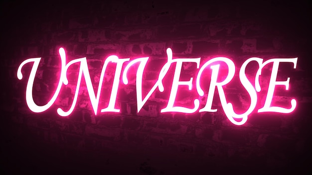 Foto neon gekleurde gloeiende alfabet tekst universe typografie moderne stijl neon lettertype ingesteld voor logo poster uitnodiging vectorillustratie