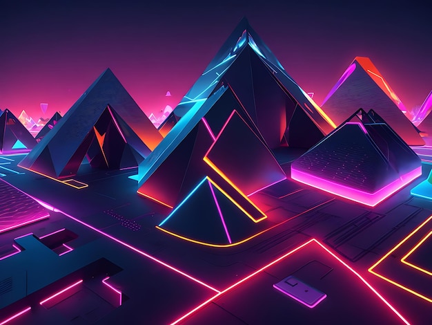 Photo neon geometric landscapes