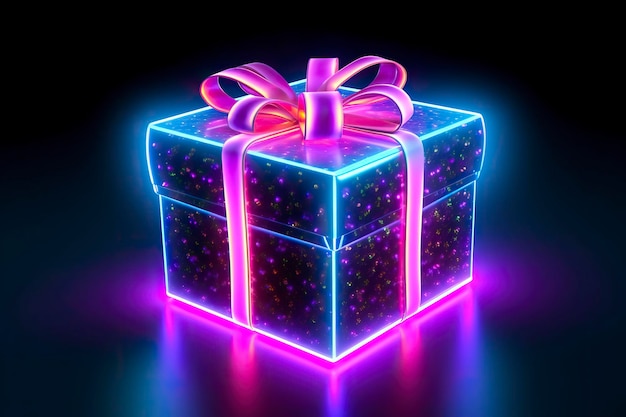 Neon geschenkdoos Generatieve AI