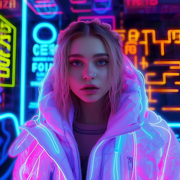 neon girl portrait