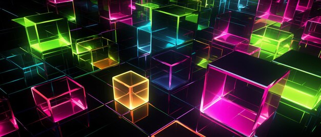 Photo neon glow cubic network