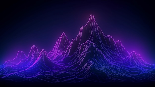 Neon Glow Mountain Landscape Background