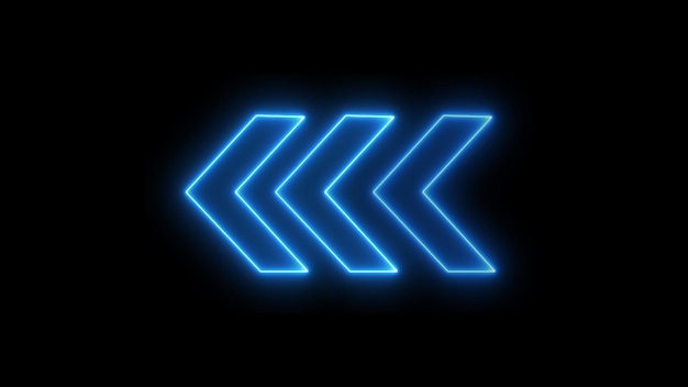 Neon glowing arrow sign on a black background