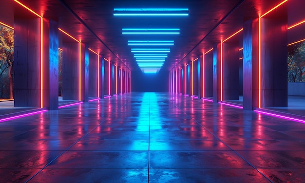 neon glowing blue lights futuristic background vibrant colors