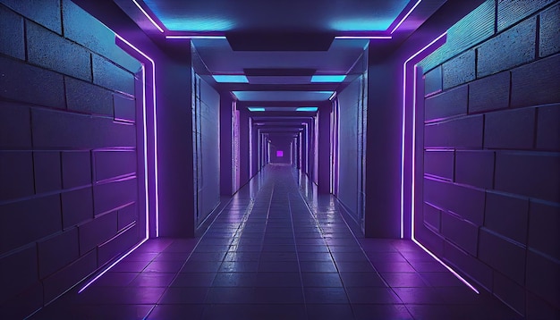 Neon Glowing Blue Purple Cyber Retro Sci Fi Ai generated image