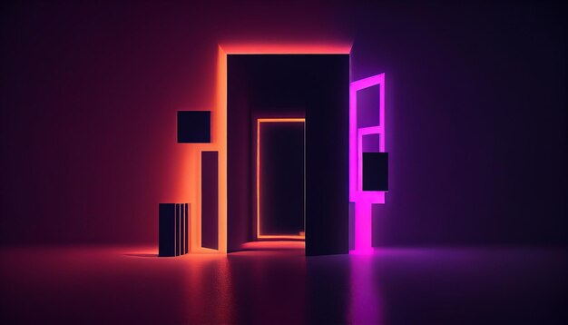 Neon glowing light background room