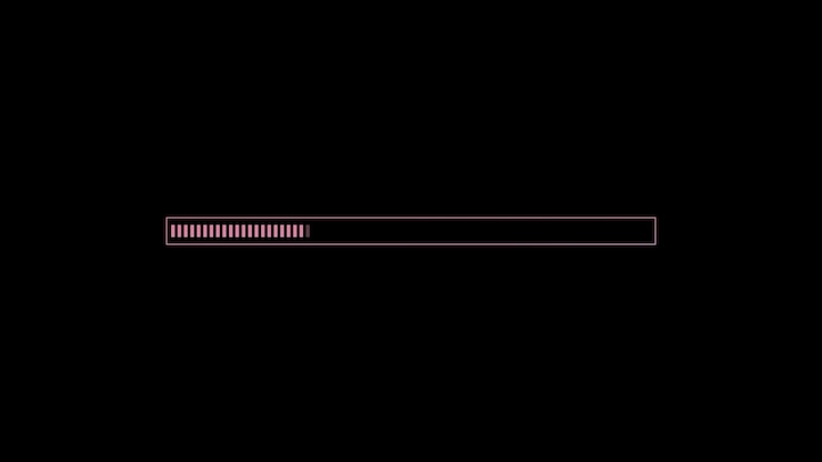 Photo neon glowing loading bar on a black background