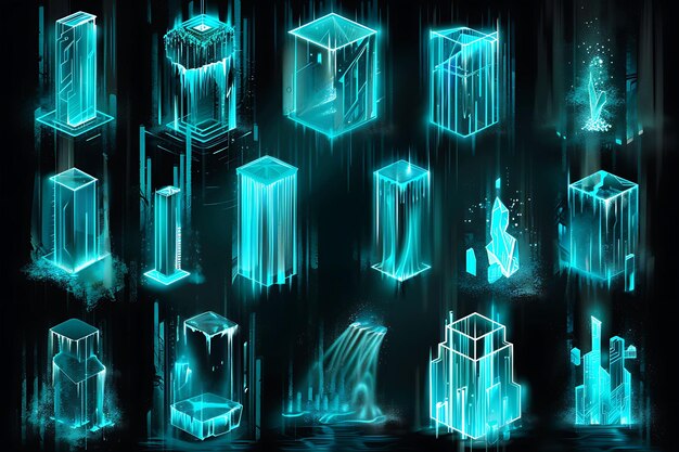 Neon Glowing Web and Social Icon Collection Elevate Your Icon Design with Versatile Set Y2K Outline