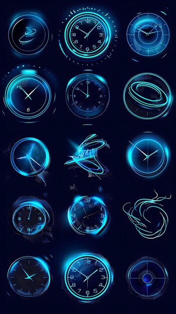 Photo neon glowing web and social icon collection elevate your icon design with versatile set y2k outline
