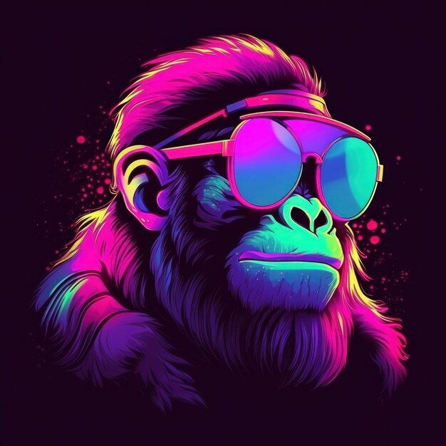 Photo neon gorilla portrait