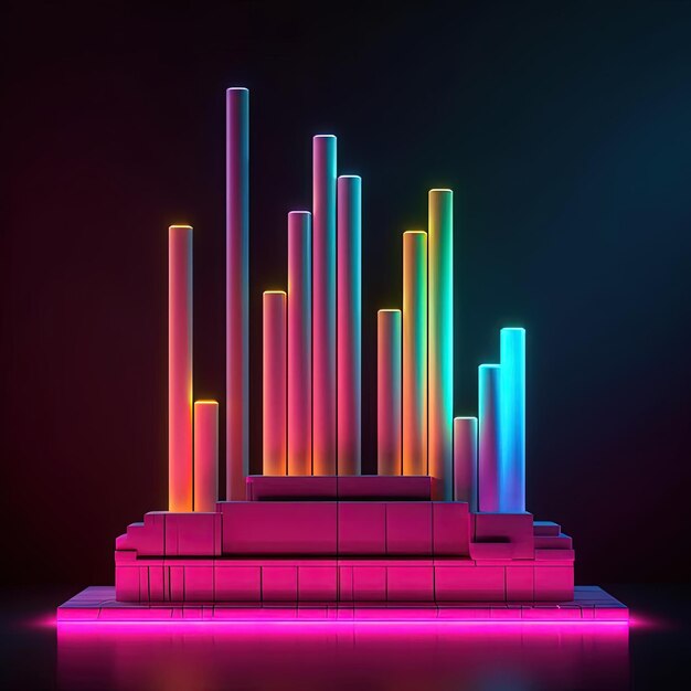 neon grafiek achtergrond 3d illustratie