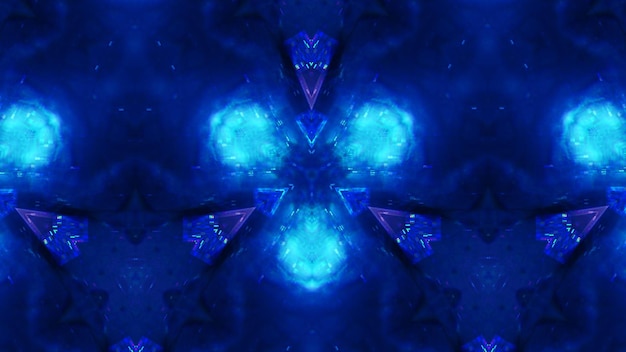 Neon grafisch cyber ornament futuristisch fractal blauwe kleur led gloed driehoek vorm geometrisch patroon