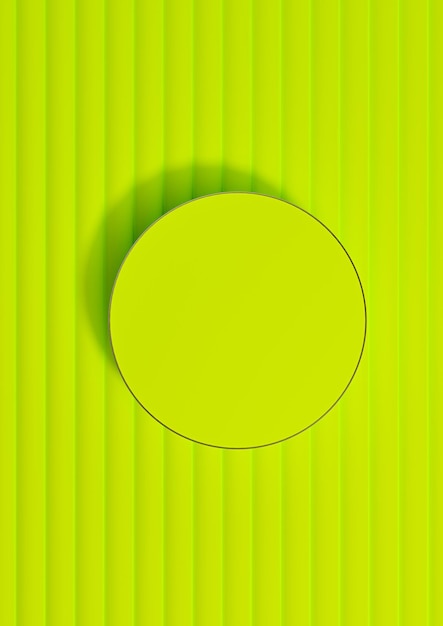 Neon green 3d top view product display cylinder podium photography background minimal luxury gold