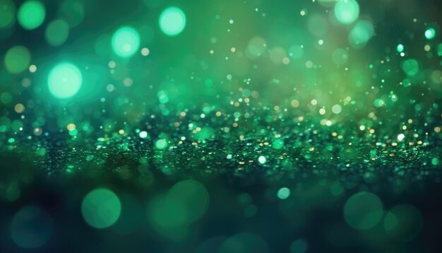 Neon Green Abstract Sparkles Bokeh Background