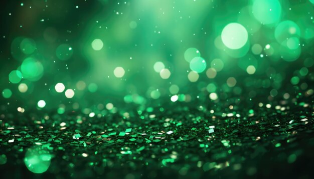 Neon Green Abstract Sparkles Bokeh Background