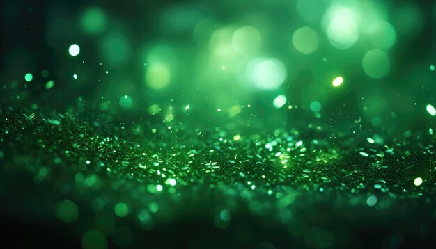 Neon Green Abstract Sparkles Bokeh Background