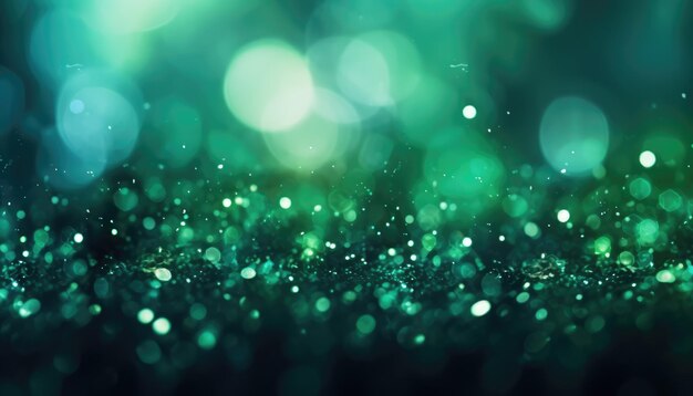 Neon Green Abstract Sparkles Bokeh Background