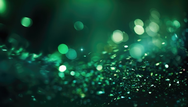 Neon Green Abstract Sparkles Bokeh Background