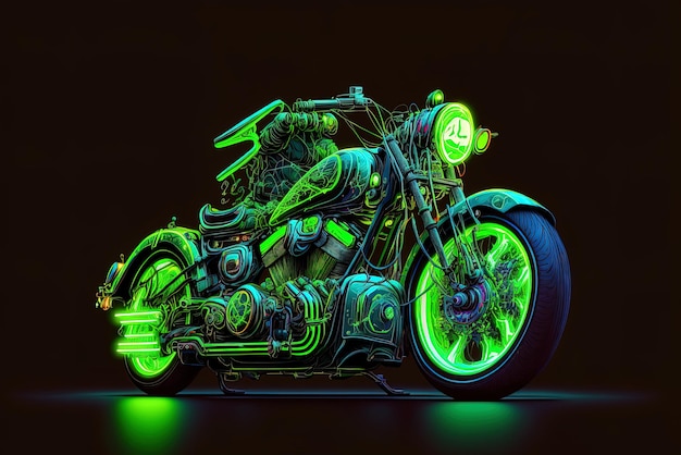 Neon green motorbike driver