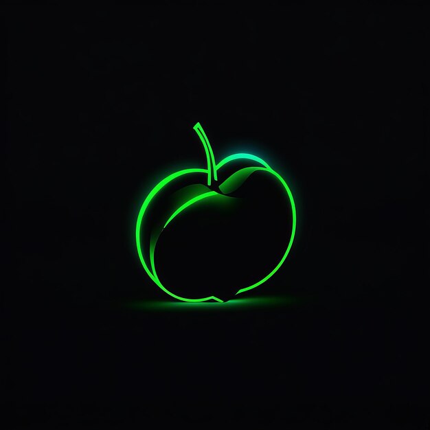 Photo neon green neon apple neon green neon apple neon light apple with glowing glow on black backgro