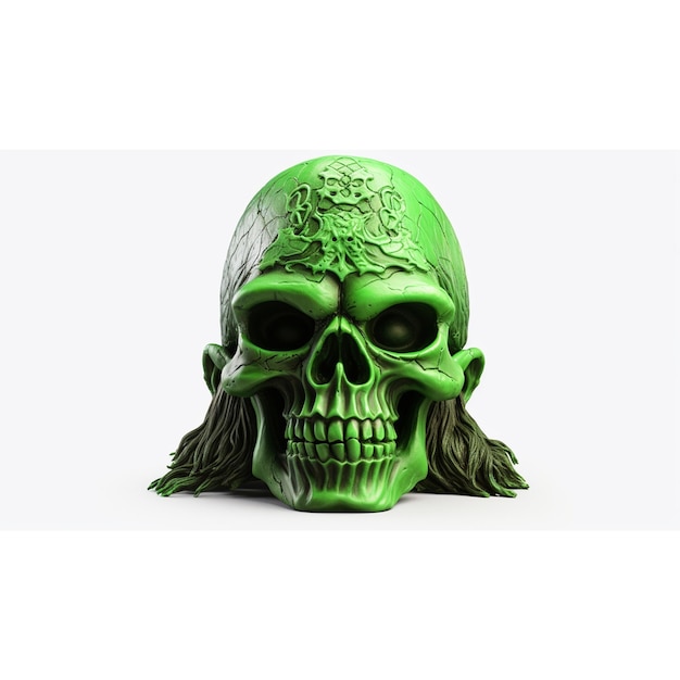 Neon Green Skull isolated on a white background