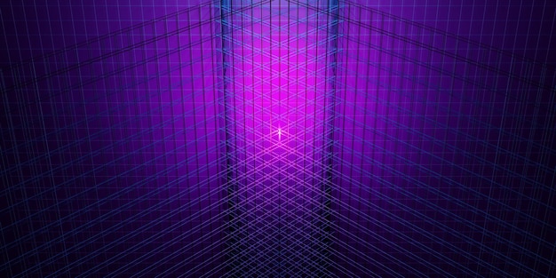 Neon grid laser background neon light 80s 3d illustration