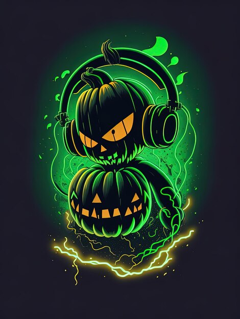 Premium AI Image  Neon Halloween Spectacle Skeletons Pumpkins and More on  TShirts Logos and Coloring Books