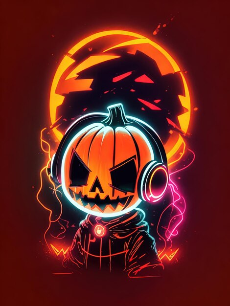 Premium AI Image  Neon Halloween Spectacle Skeletons Pumpkins and More on  TShirts Logos and Coloring Books