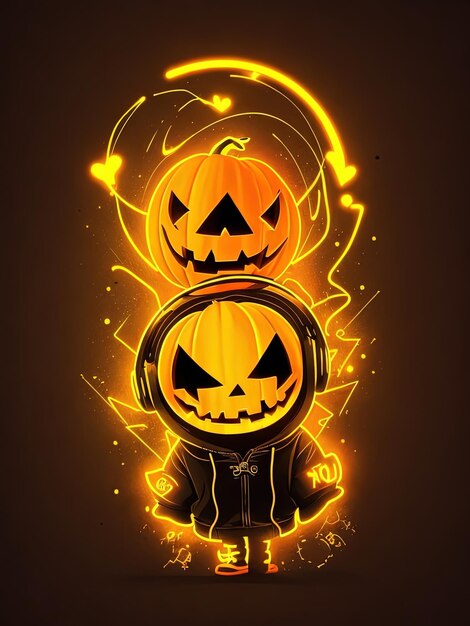 Premium AI Image  Neon Halloween Spectacle Skeletons Pumpkins and More on  TShirts Logos and Coloring Books