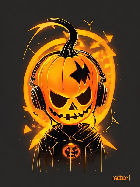 Premium AI Image  Neon Halloween Spectacle Skeletons Pumpkins and More on  TShirts Logos and Coloring Books