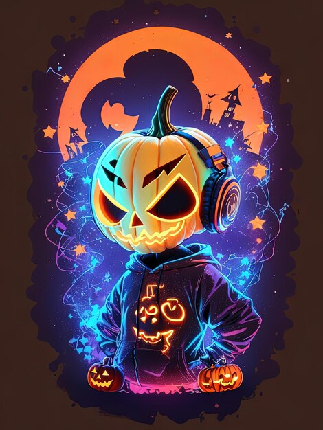 Neon Halloween Spectacle Skeletons Pumpkins and More on TShirts Logos and Coloring Books