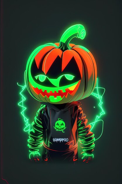 Premium AI Image  Neon Halloween Spectacle Skeletons Pumpkins and More on  TShirts Logos and Coloring Books