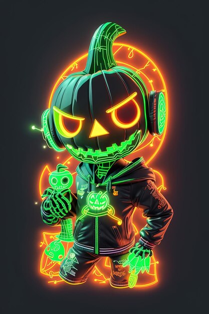 Neon Halloween Spectacle Skeletons Pumpkins and More on TShirts Logos and Coloring Books