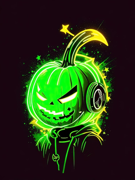 Premium AI Image  Neon Halloween Spectacle Skeletons Pumpkins and More on  TShirts Logos and Coloring Books