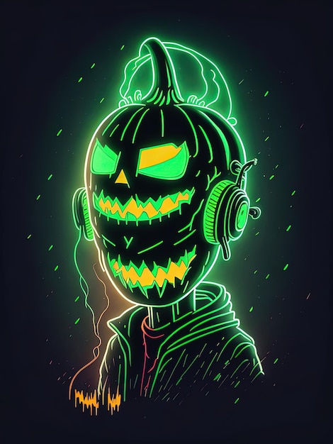 Neon Halloween spektakel skeletten pompoenen en meer op T-shirts logo's en kleurboeken