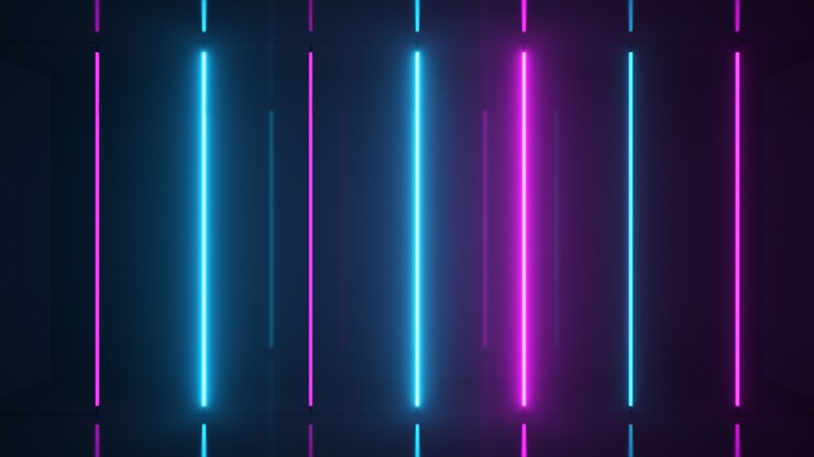 Photo neon halogen blue purple lamps glow with futuristic bright reflections d illustration