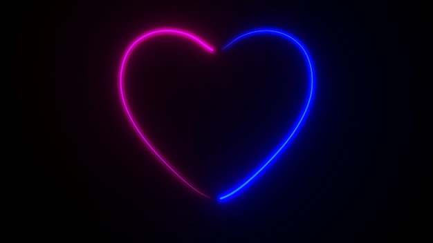 neon hart op donkere achtergrond 3D illustratie