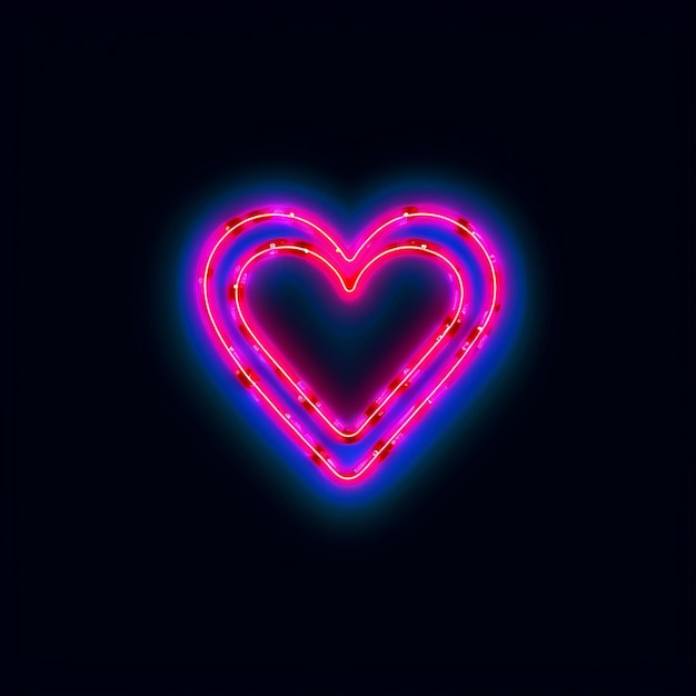 Neon hart op zwarte achtergrond generatieve ai