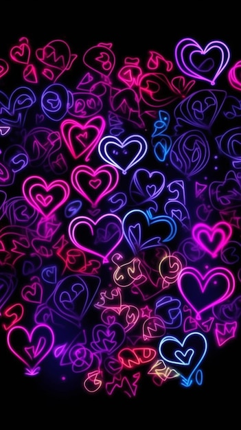 Neon harten wallpapers die voor iPhone zijn
