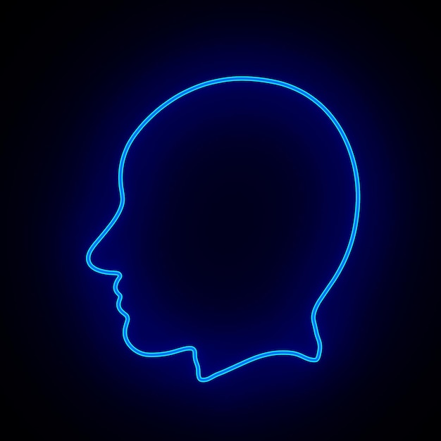 Photo neon head on dark background 3d illustration