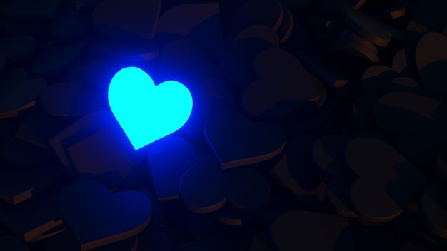 Neon heart on a black background d illustration