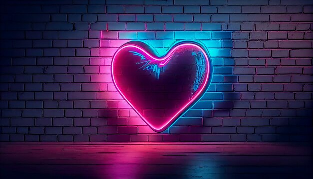 Premium Vector  Heartbeat neon icon red neon heart with white cardiogram  on black brick wall background